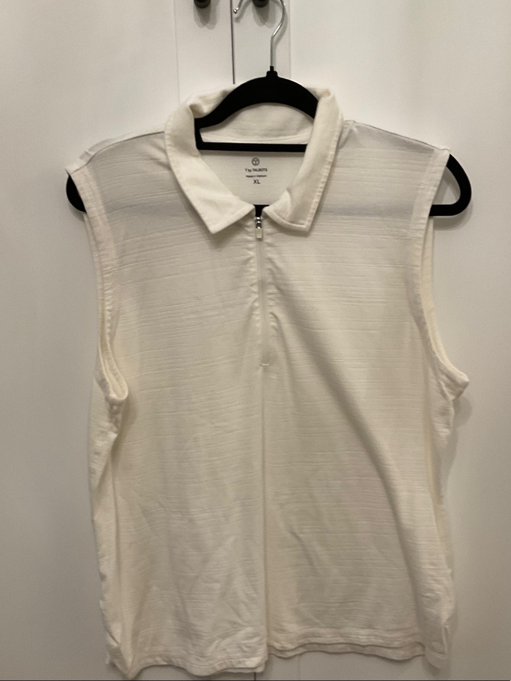 Talbots White Sleeveless Zip Polo Tank
